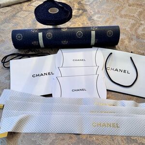Chanel Gift Wrap Bundle Authentic Ribbon Roll Wrapping Paper Boxes CC Packaging